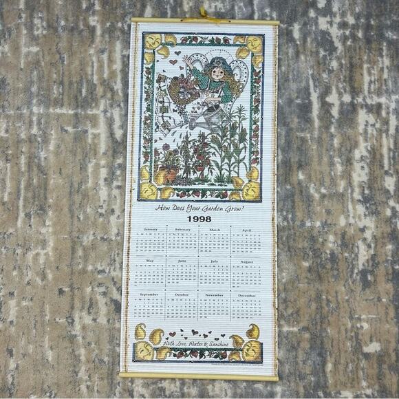 NEW Vintage Double Sided Bamboo Wall Calendar 1998 1999 29.5” x 12.5” - Picture 2 of 6